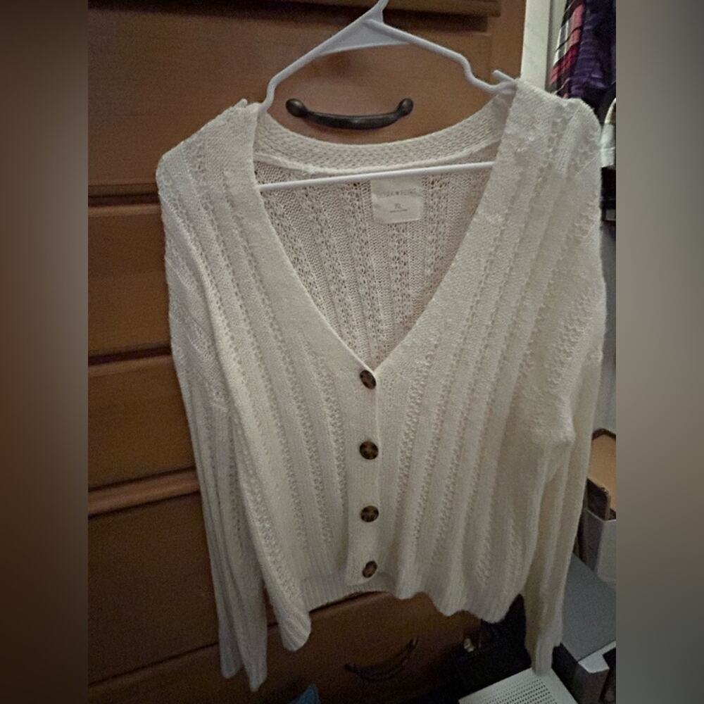 White Button Down Sweater XL